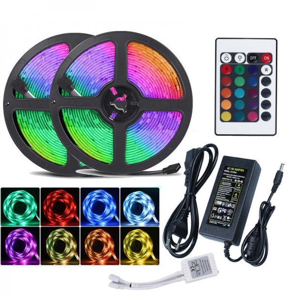 RGB LED szalag, 10 m, távirányító, 2835 SMD
