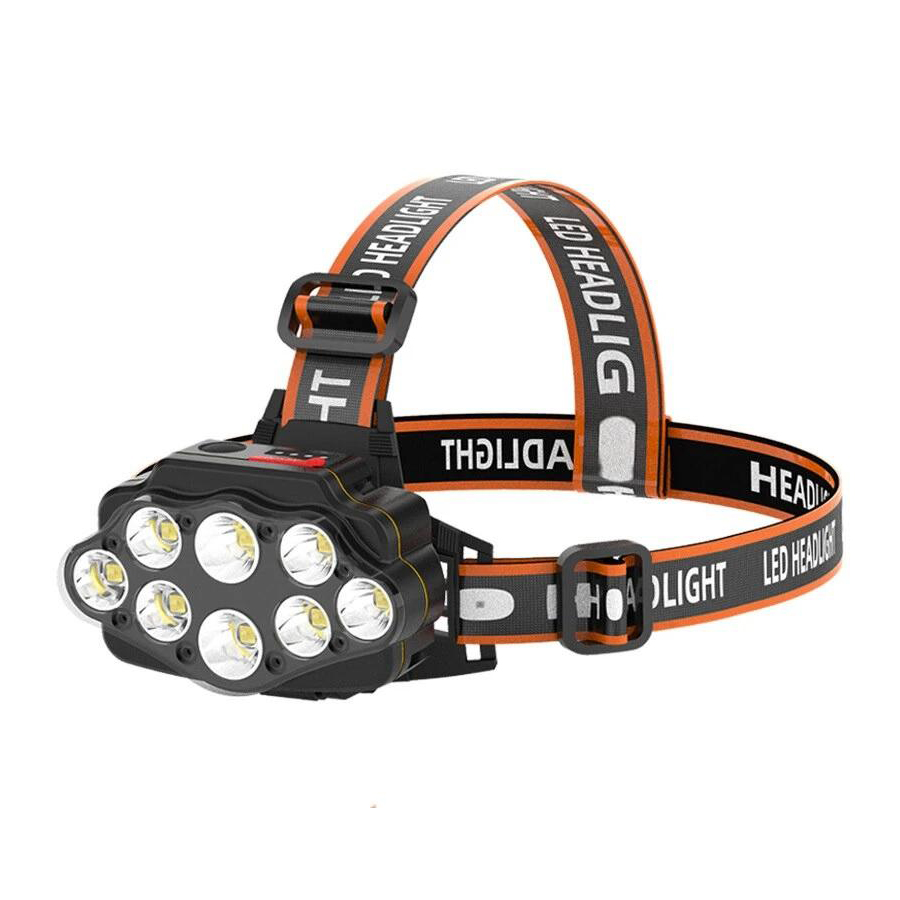 Fejlámpa, XC88, 8 LED, újratölthető, 30W