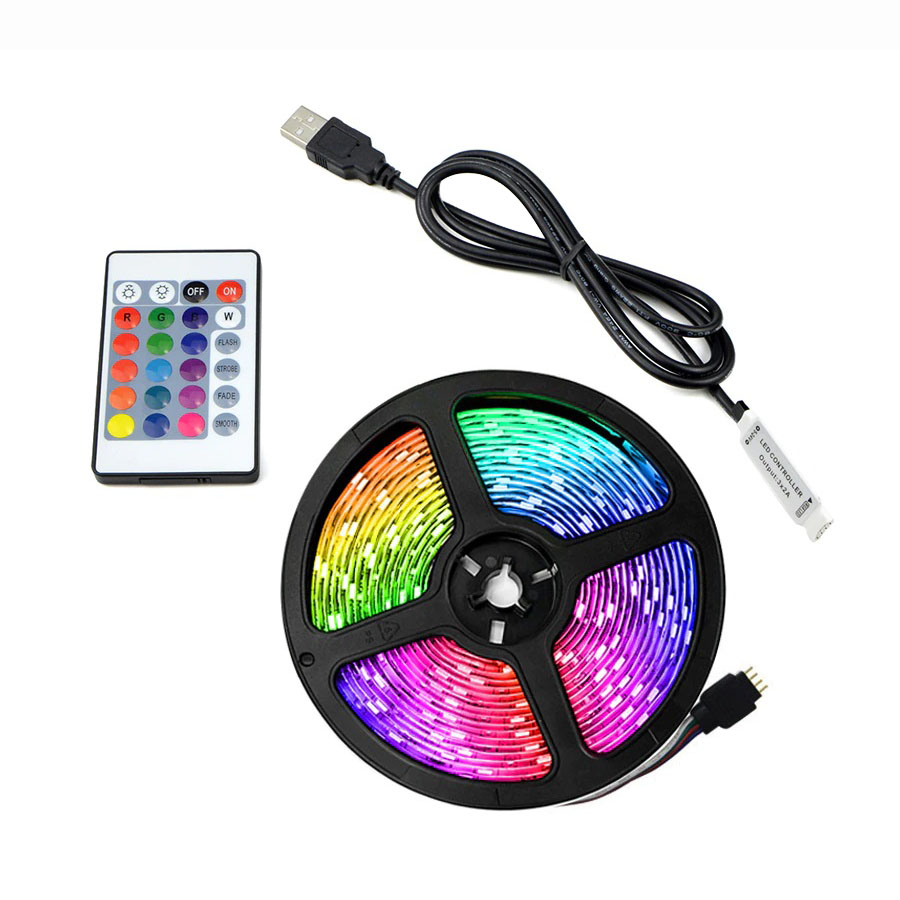RGB LED szalag, TV háttérvilágítás, távirányító, 3m