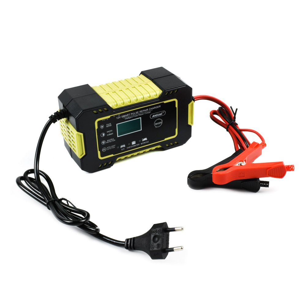 Autó akkumulátor töltő, LED kijelzővel DP9921, 12V, 2db krokodilc