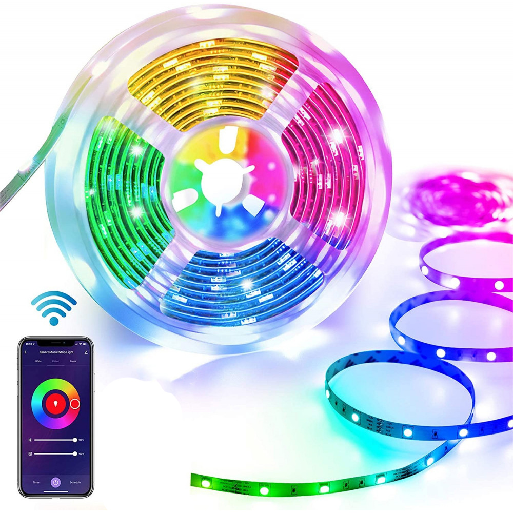 RGB LED szalag, 5m, alkalmazással vezérelhető
