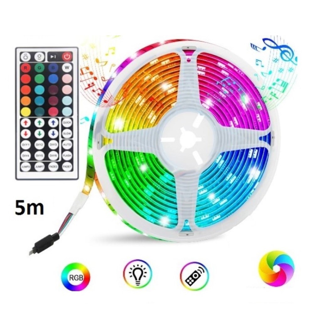 RGB LED szalag, távirányító, 5m, DT55