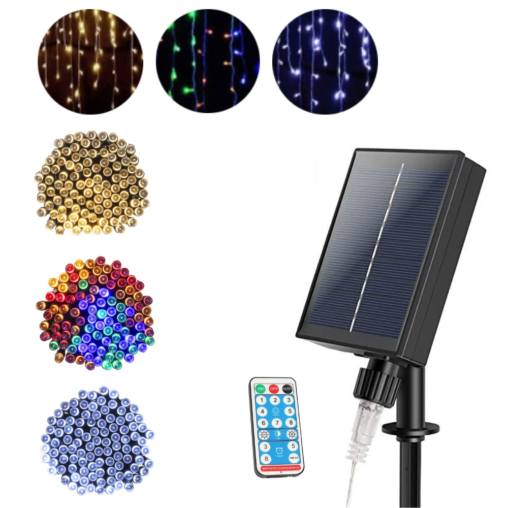 Karácsonyi díszítés teknő alakú, napelemes, 12 méter, 3 modell 