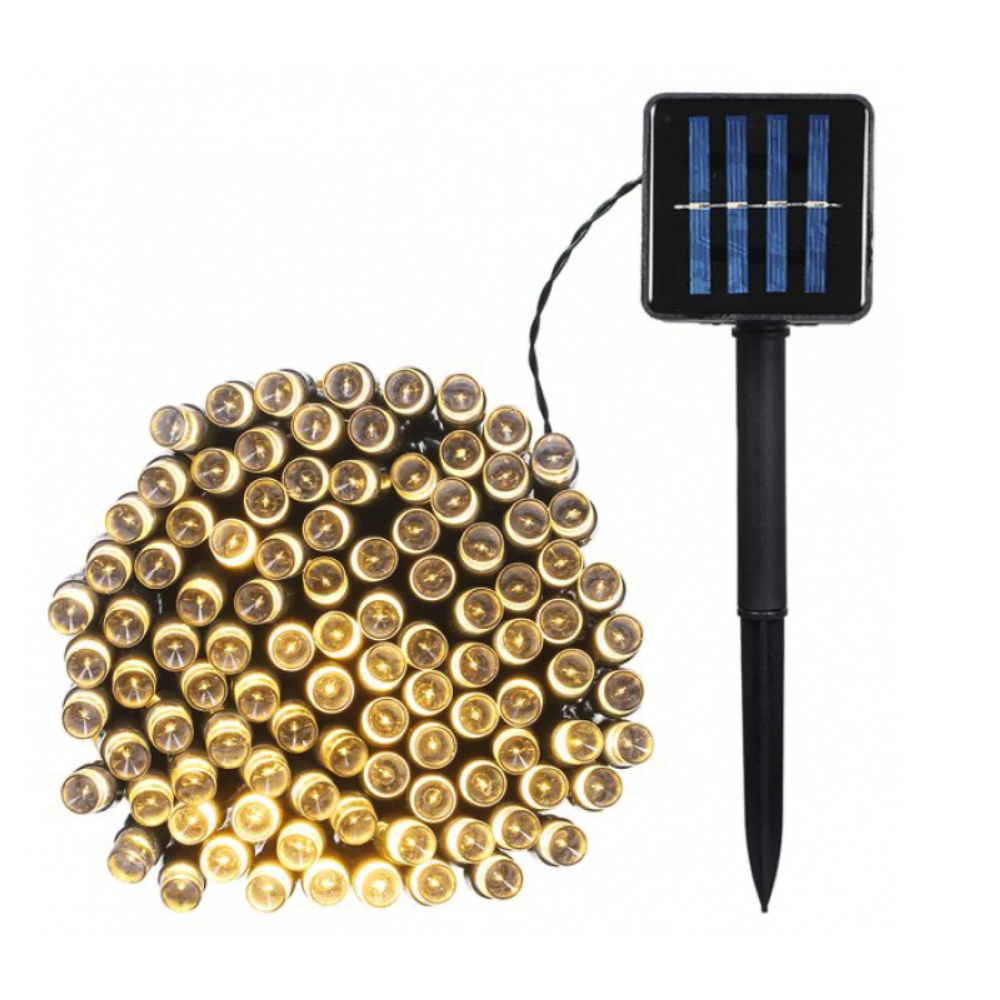 Napelemes telepítés, 100LED, 10 méter, meleg fehér