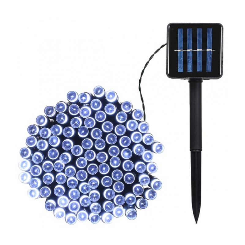 33 méteres, 300 LED-es, hideg fehér karácsonyi díszítés,napelemes