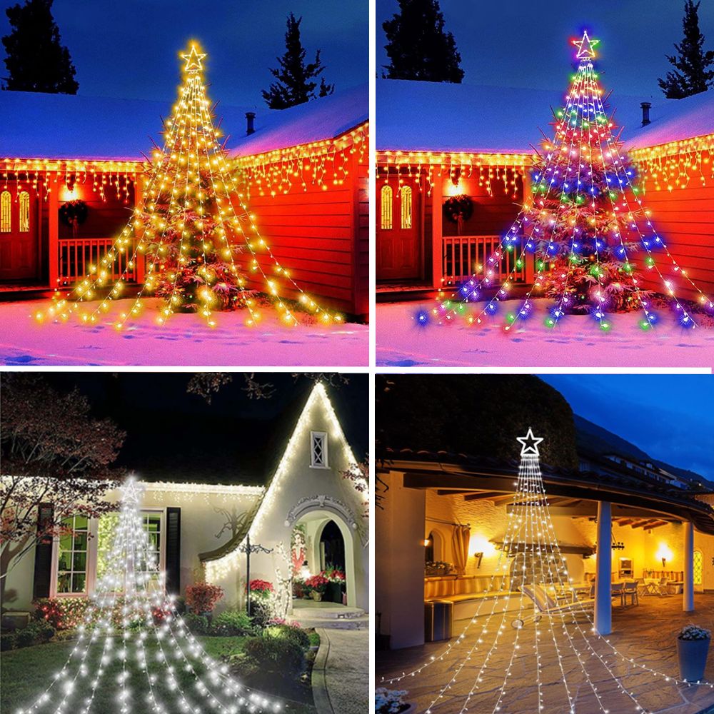 Dove típusú napelemes beépítés csillagcsúccsal, 3,5 m, 350LED