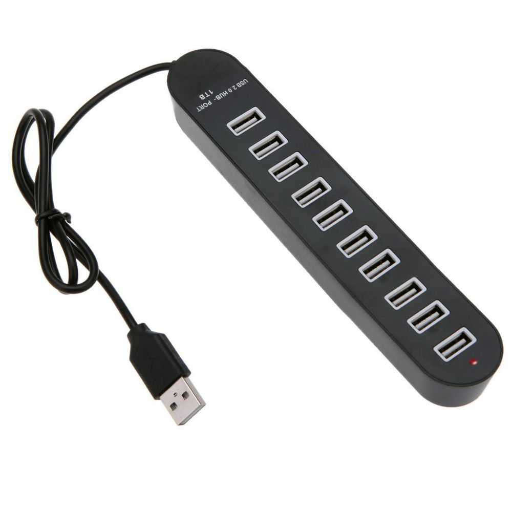 10 portos USB 2.0 hub, HU2148, LED-es 