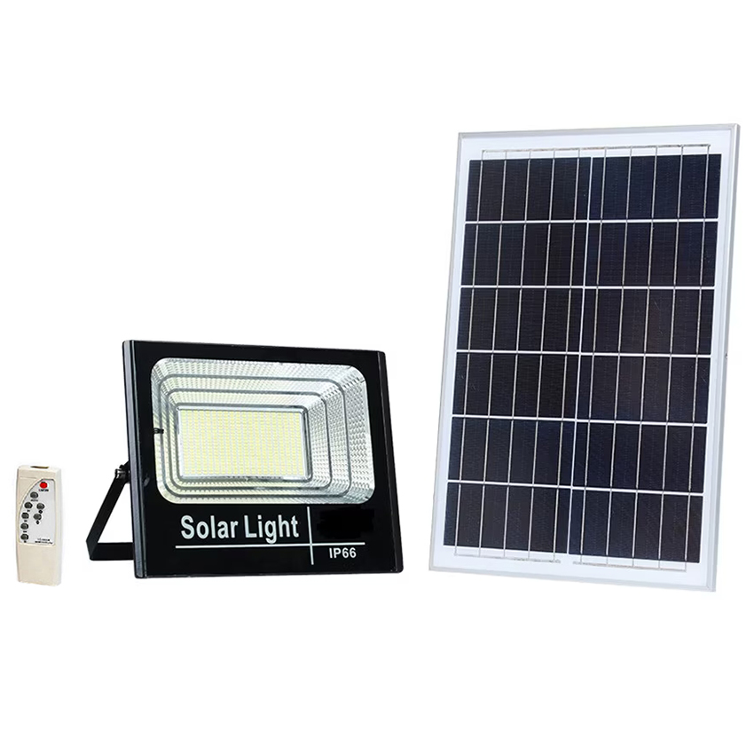 25W-os napelemes lámpa, távirányító és tartókonzol