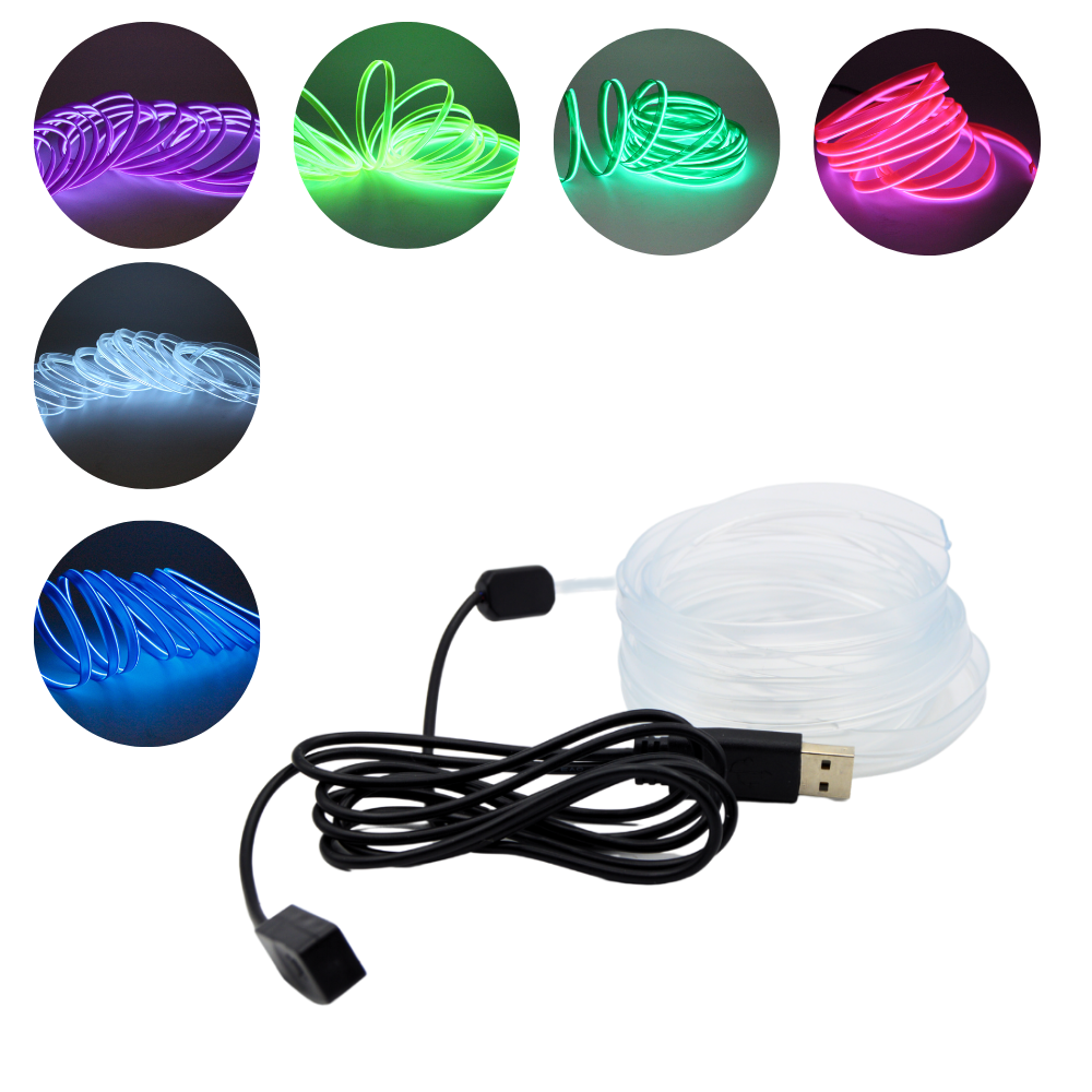 Autó neon szalag 3 méter, LED, RGB, 5V, USB