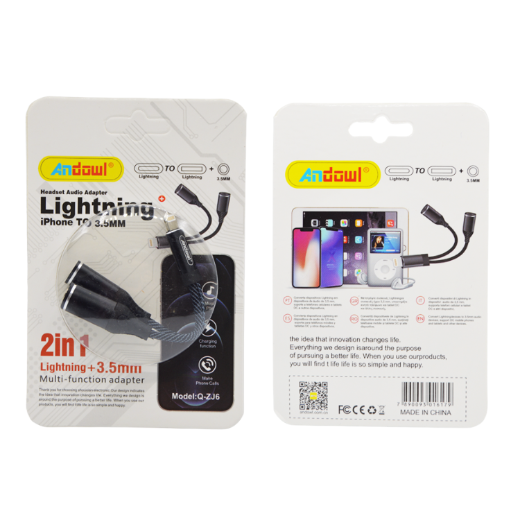 ZJ6 adapter, Lightning to Lightning/jack 3,5mm, audio/töltés