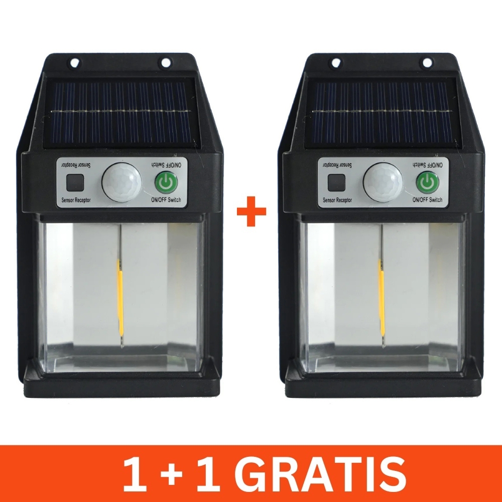 Napelemes fali lámpa, 1 LED, mozgásérzékelő, 40W, 1+1 ingyen