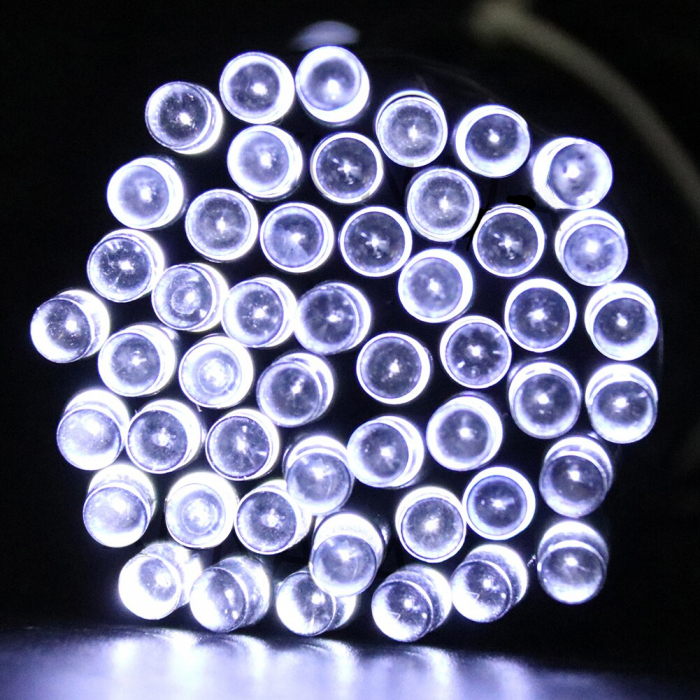 Fényes napelem telepítés, 30 méter, hideg fehér, napelem