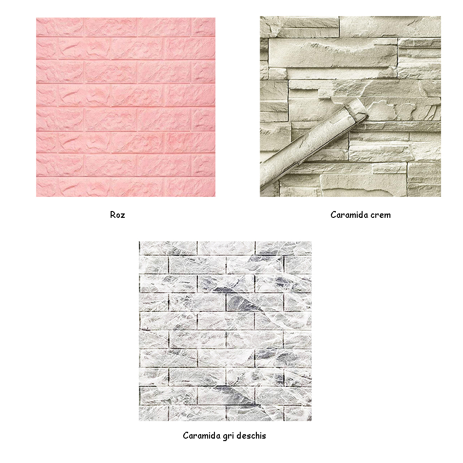 Öntapadós 3D tapéta, dombornyomott tégla minta, 3 mintával