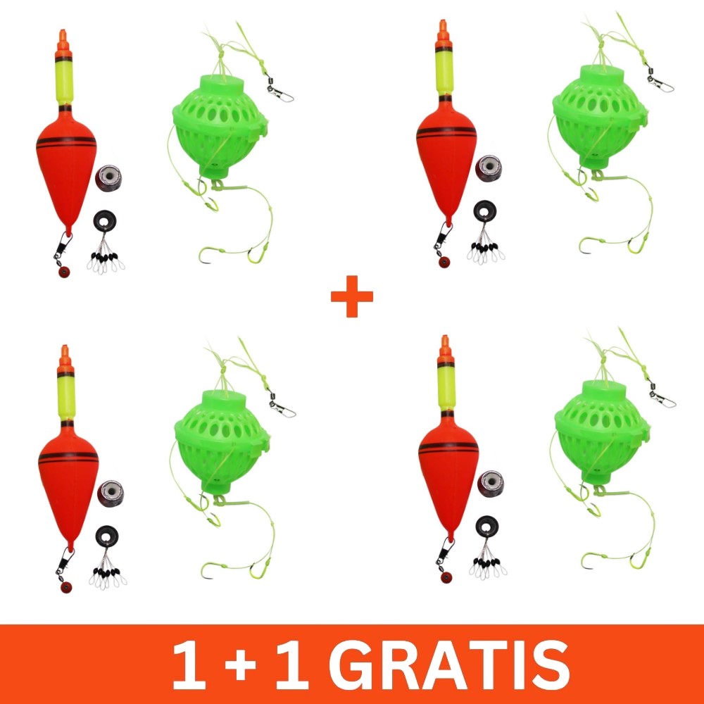 2 darabos novak szerelék szett etetőkosárral, 4 horoggal, 1+1