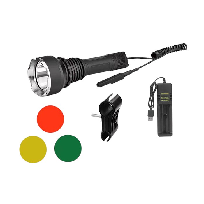 Professzionális LED zseblámpa támogatással, 30W, hatótáv 2000m