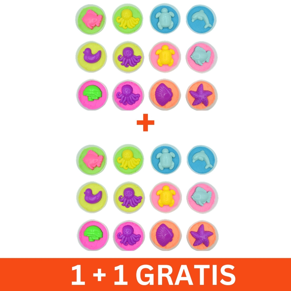 12 x kinetikus homoktartalék készlet, 12 modellező forma, 1+1