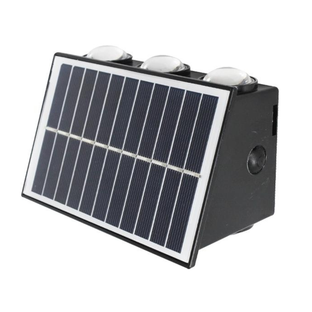 LED fali lámpa napelemmel, 6LED, 6W, sárga fény