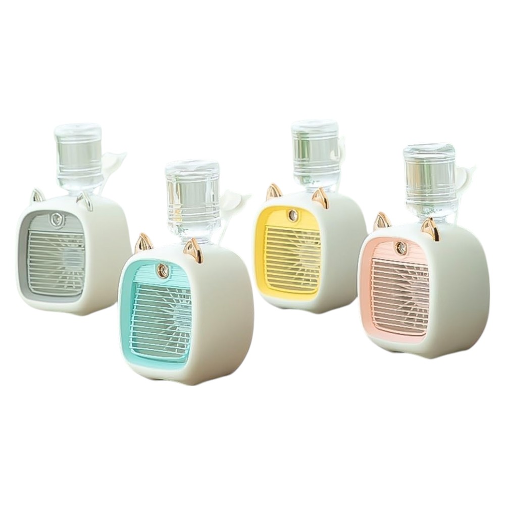 Hordozható ventilátor permetezővel, 200ml-es tartállyal, USB-vel