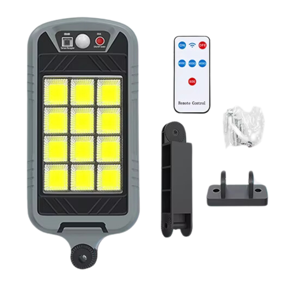 Napelemes LED lámpa 144COB C141, 80W, szenzor, távirányító, 6500K